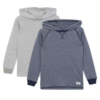 bluezoo Pack of two boys' navy and grey fine striped hoodies
